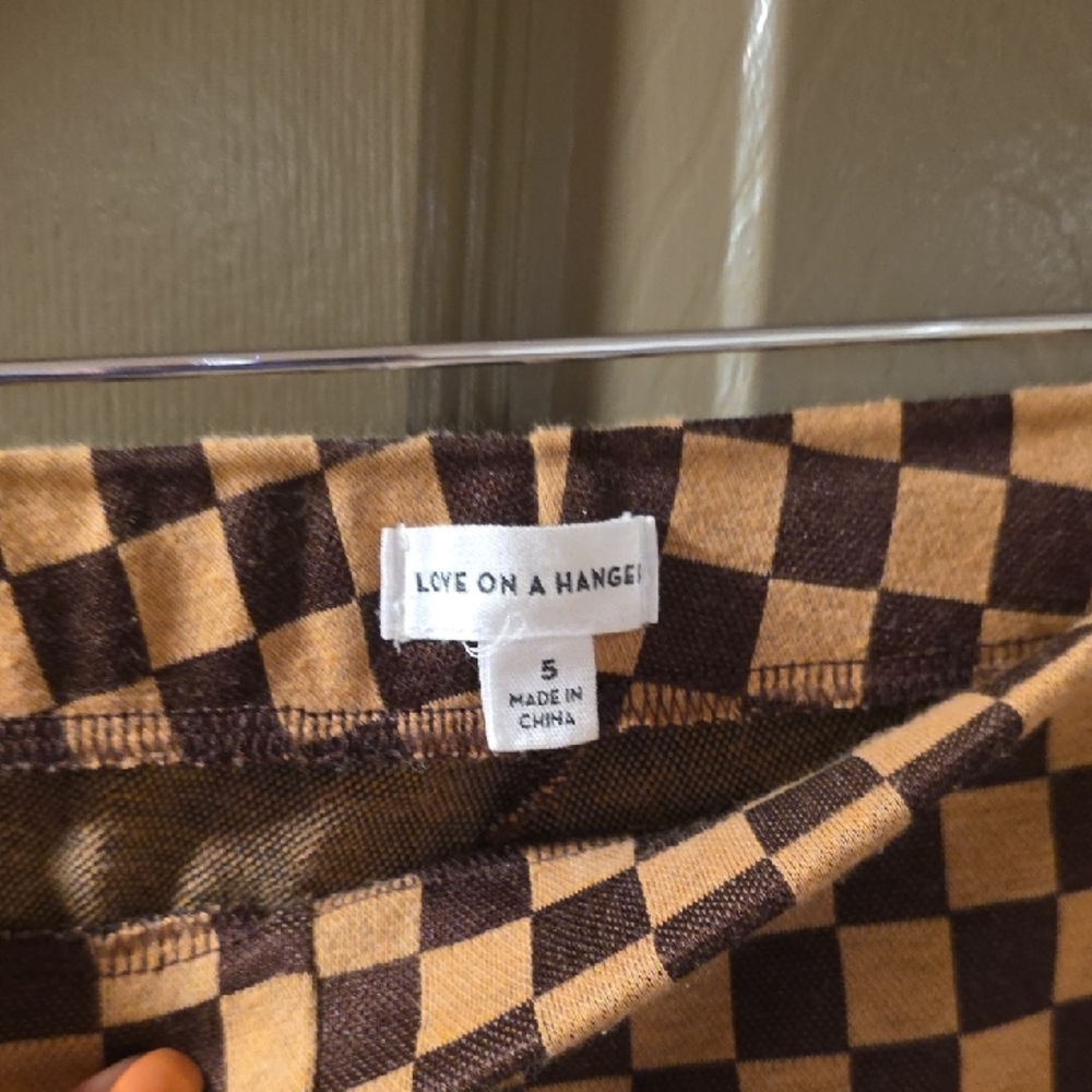 Love on a Hanger Checkered  Cropped Pants Brown and Tan